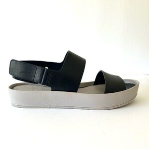 VINCE Marett Sandal Minimalist Platform Shoe Black Gray Leather Size EU 38 US 8